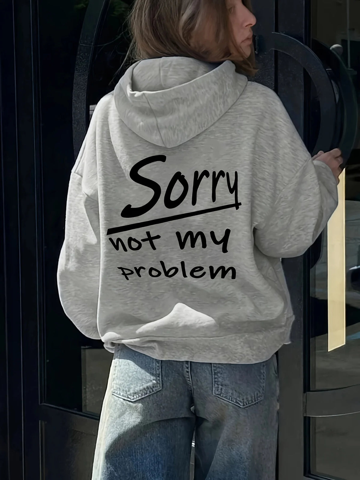 Basic Polyester Hoodie Alphabet Print 100_ Polyester Women Autumn and winter  Comfortable Pullover Crewneck Loose Female Clothes