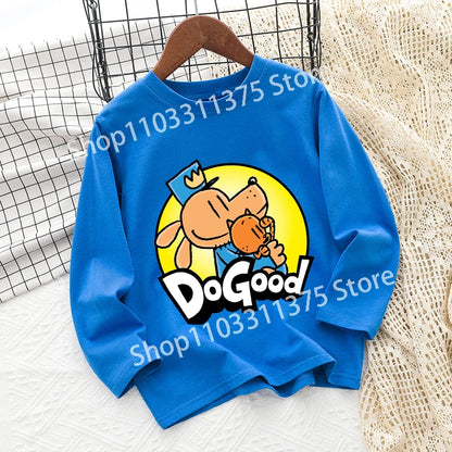 Dog Man Children's T-shirt Short Sleeve Cotton Outdoor Wear Fashion Blue Hip Hop Toddler Cute Cartoon Anime Boys Clothes Toddler