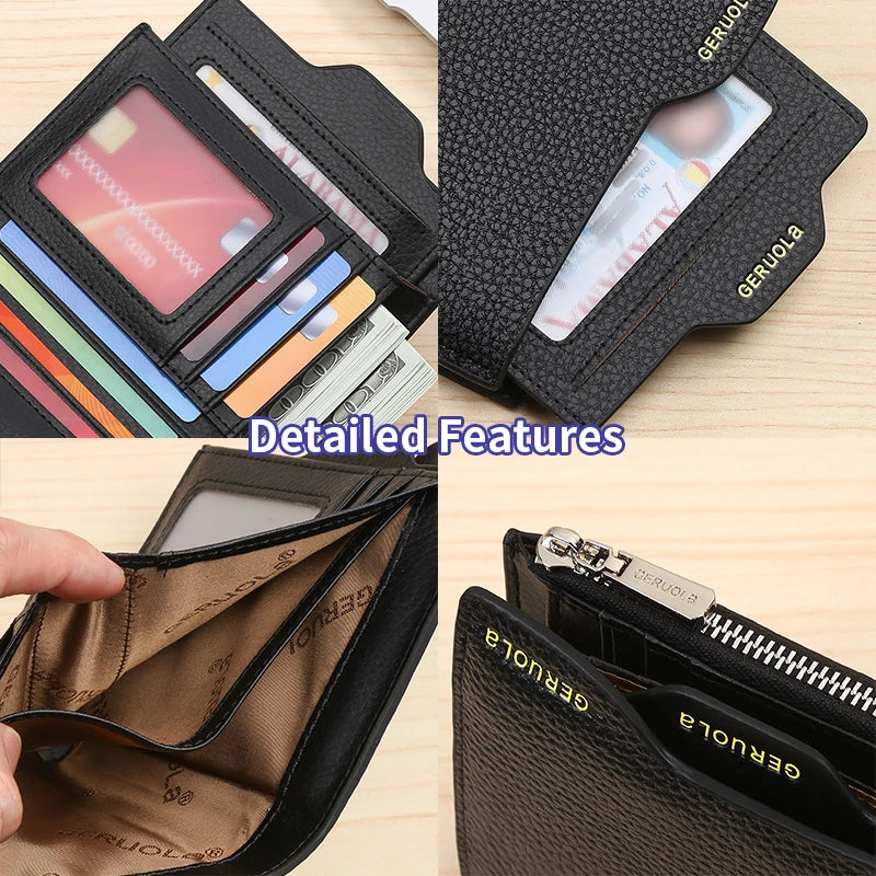 RFID Anti-Theft Brush New Three Fold Multi Fold Genuine Leather Cowhide Wallet Multifunctional anti Tamper Magnetic Card...