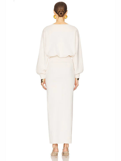 Sexy O Neck Long Sleeve Patchwork Maxi Bandage Dress Women White Winter Bodycon Long Runway Evening Club Party Dresses...
