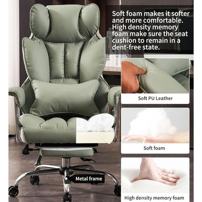 Heavy-Duty 400lbs Capacity PU Leather Executive Office Chair with Footrest for Plus-Size Users