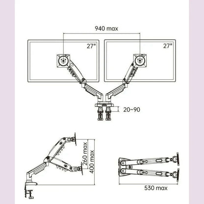 NB F160 10-17.3" laptop mount 360 rotate 10"-27" air press full motion gas strut lcd tv table screen STAND monitor desk support