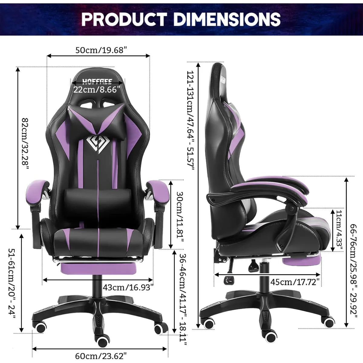 Gaming Chair Massage with LED RGB Lights and Footrest Ergonomic Computer Chair High Back Video Game Chair with Adjustable Lumbar