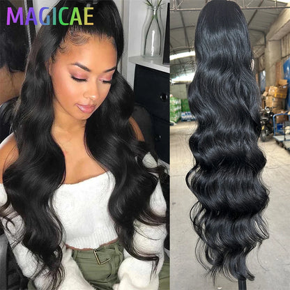 Magicae Ponytail 28Inches Ombre Brown Blond 27/ 613 Clip in Synthetic Hair Extension 180grams Heat Resistant Body Wavy |...