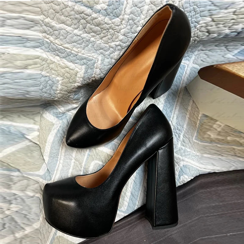 Onlymaker Women Platform Pumps Super Square Chunky High Heels Pointed Toe Slip On for Wedding Party Shoes Plus Size Shoes