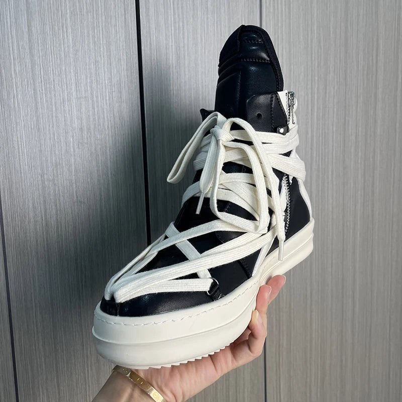 Men High Top Board Shoes Classic European  American Heavy Industry Trend Five Pointed Star with Fashionable Shoes