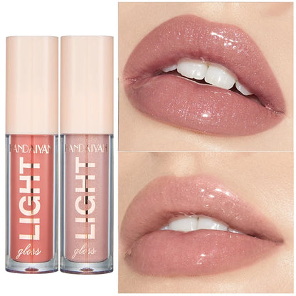 Handaiyan Lip Gloss Transparent Plump Glitter Jelly Mirror Lipstick Liquid Waterproof Moisturize Oil Lipgloss Clear Makeup