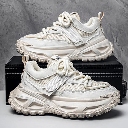 Chunky Sneakers Mens Original Designer Sports Shoes Fashion Casual Leather Fabric Breathable Height Increased Platform Gym Shoes