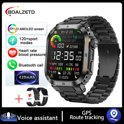 2024 NEW 2.01 Outdoor Military Smart Watch Men Bluetooth Call Smartwatch For Android IOS IP68 Waterproof Sports Fitness Watches