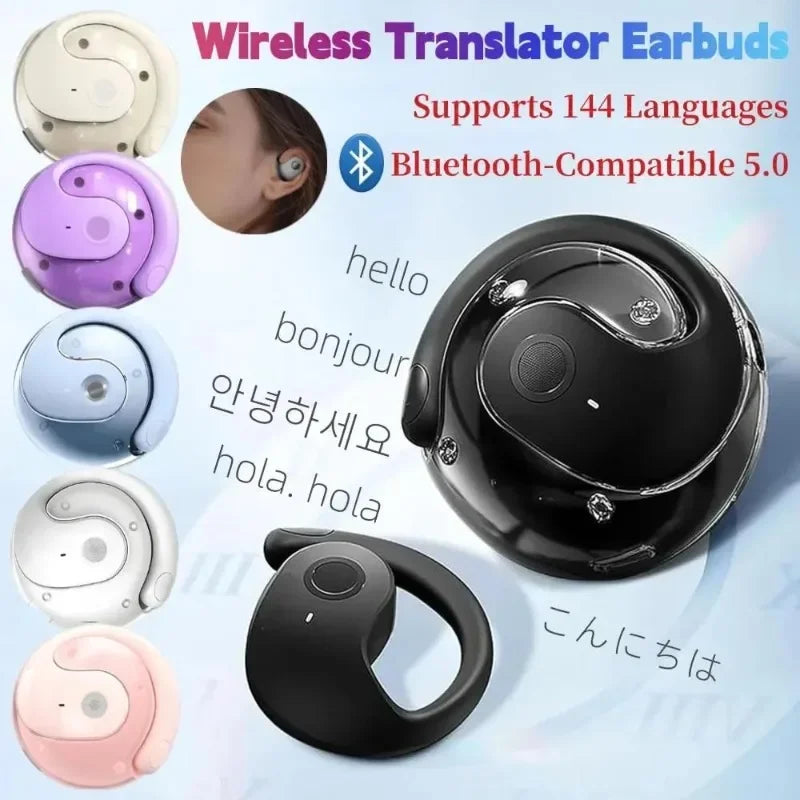 New Bluetooth Headphones AI Real Time Language Translation Earbuds 144 Languages Translator Wireless HiFi Stereo Sound Headph - Kimlud