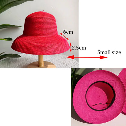 New Summer Sun Hats Ladies Solid Plain Elegant Wide Brim Hat Female Round Top Panama Floppy Straw Beach Hat Women |...