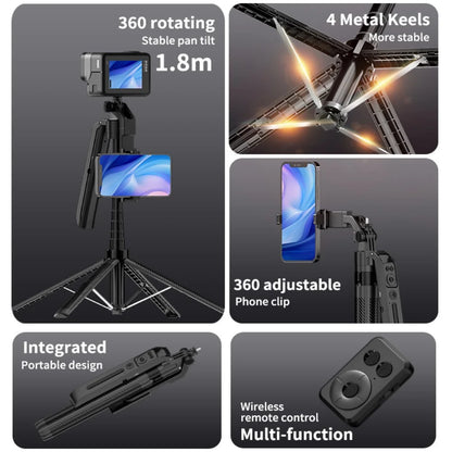 Wireless Selfie Stick Tripod Stand 360 rotation face tracking Handheld stabilizer For Smartphones Balance Steady Shooting Live