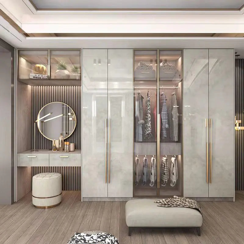Support Storage Wardrobes Glass Door Shelves Organizers Luxury Wardrobe Bedroom Storage ClothesCupboard Armoires home Furniture - Kimlud