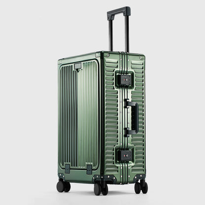 SUSHIMU 20-inch all-aluminum-magnesium alloy luggage with front opening, trolley suitcase, carry-on suitcase, metal travel