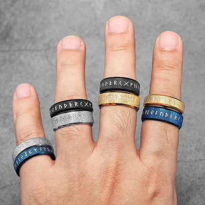 Viking Runes Simple Matte Shiny Stainless Steel Men Rings Punk New In For Male Women Fashion Jewelry Creativity Gift Wholesale