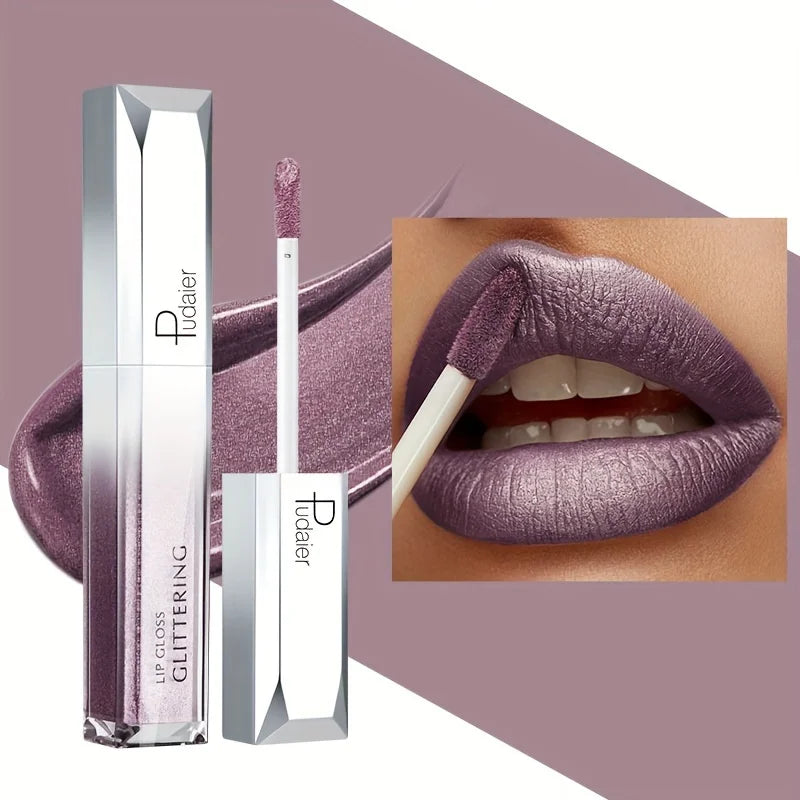 Sparkling Metallic Lip Gloss, Waterproof & Long-Lasting, Matte Lipstick Set, Non-Sticky, Party/Festival Makeup