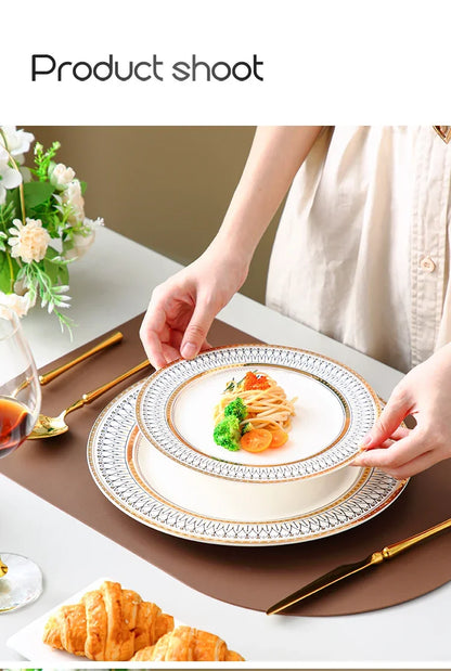 European style ceramic desserts, salad plates, restaurants, light luxury dishes, kitchen utensils - Kimlud