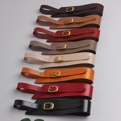 Women's Coat Wide Waistband Genuine Leather Cummerbunds Female Dress Corsets Versatile Waist Belts Decoration Wide Belt...