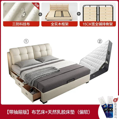 Premium High-quality New Arrival Technology Fabric Bed Small Unit, Master Bedroom, Large Bed, Light Luxury Nordic Fabric Bed