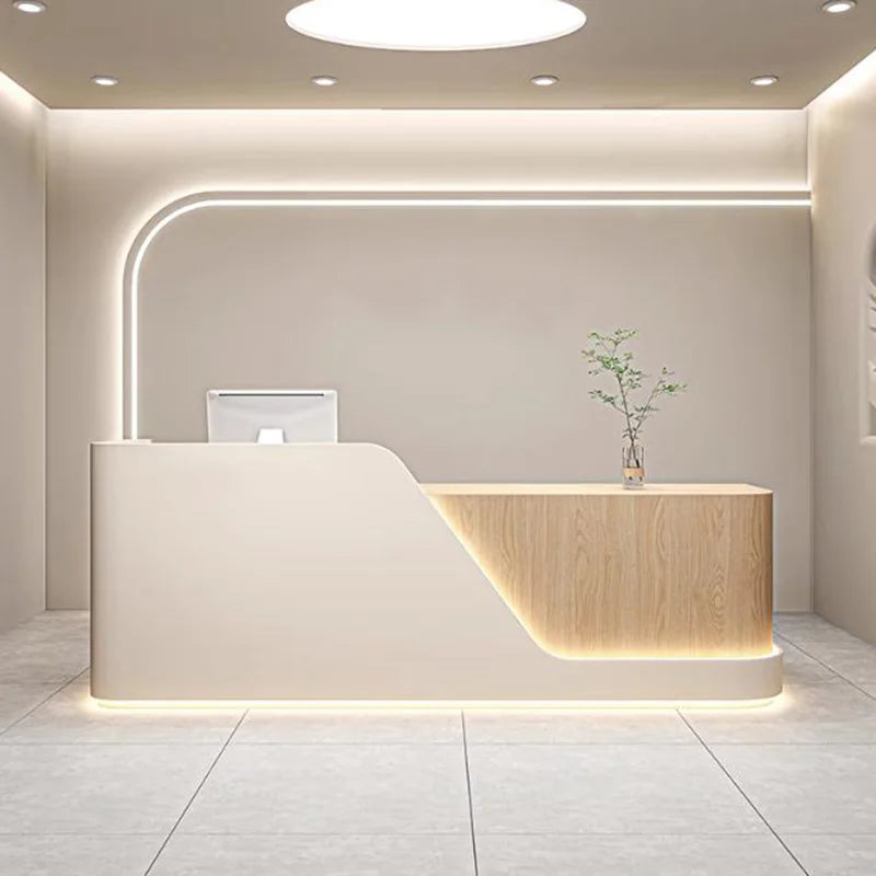 Organizers Minimalist Reception Desks Led Lights Curved Modern Reception Desks Beauty Salon Comptoire Accueil Trendy Furniture - Kimlud