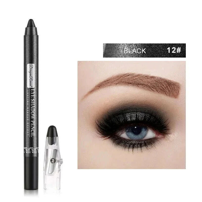 Pearlescent Eyeshadow Pen Lying Silkworm Eyeliner Pencil with Sharpener Matte Waterproof Eye Shadow Stick Eyes Makeup Cosmetics