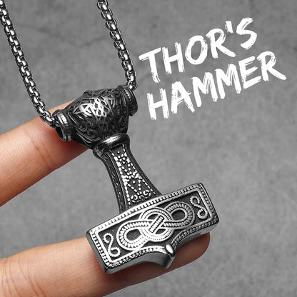 Viking Thor's Hammer Men Necklaces With Pendant Stainless Steel Jewelry For Male Women Punk Hip Hop Accessories Gifts...