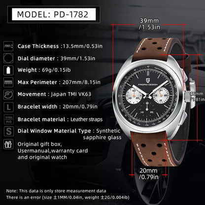 PAGANI DESIGN 2024 New Panda Dial Men Watches Luxury Quartz Watch For Men Japan VK63 Sport Chronograph Sapphire glass Wristwatch