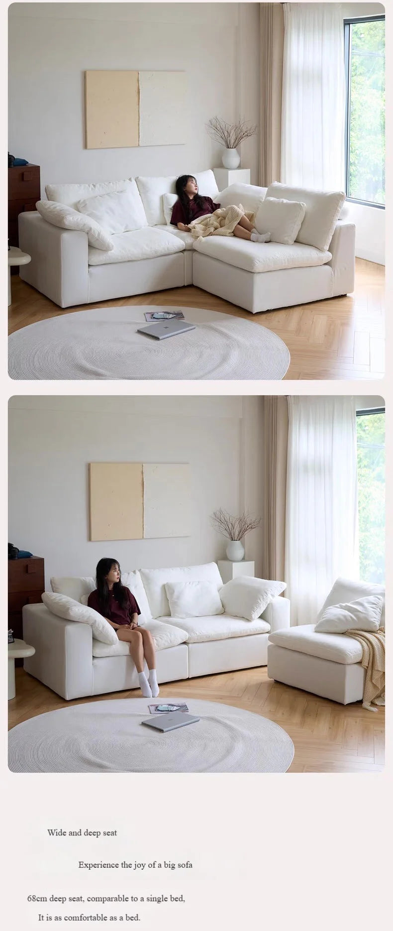 Modern Luxury Living Room Sofa Sectional Set Furniture l Shape 2 3 Seater Compression Boneless Corner Aesthetic for Home Designs - Kimlud
