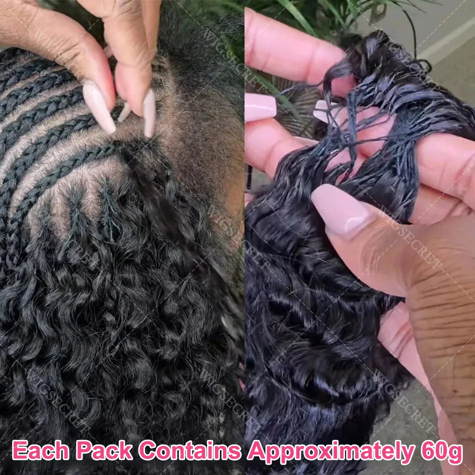 Deep Wave Crochet Human Hair Bundles Boho Braid Hair 100% Remy Pre-Separated Feather Invisible Crochet Hair Extensions For Women
