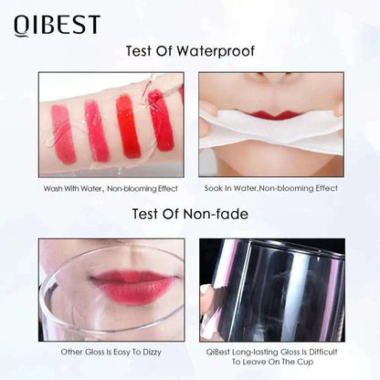 QIBEST Brand 34 Colors Waterproof Matte Nude Lipstick Lipkit Pigment Dark Red Black Long Lasting Lip Gloss Women Makeup Lipgloss