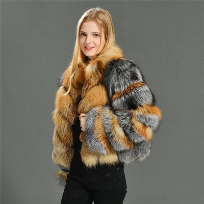 High Quality Vintage Design Natural Fox Fur Coats Warm Parka Overcoats Wholesale Luxury Real Red Fox Fur Coat For Women