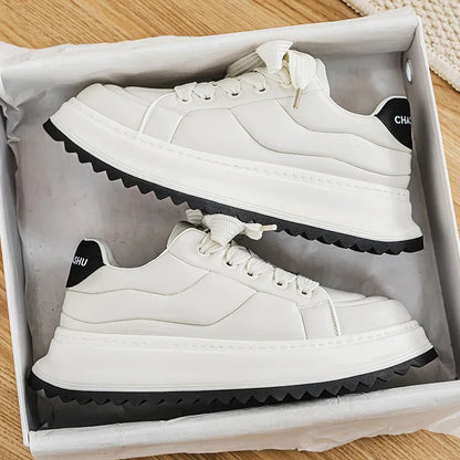 Chunky Sneaker Men Designer Board Shoes Fashion Casual Microfiber Leather Fabric Breathable Height Increased Flat Platform Shoes