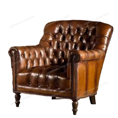 Genuine Leather Living Room Chairs Design Classic Relaxing Comfy Chairs Living Room Luxury Relaxing Poltrone Moderne...
