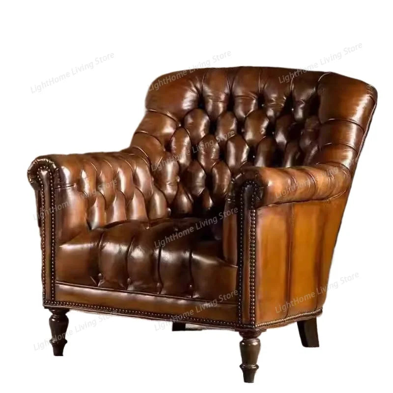 Genuine Leather Living Room Chairs Design Classic Relaxing Comfy Chairs Living Room Luxury Relaxing Poltrone Moderne...