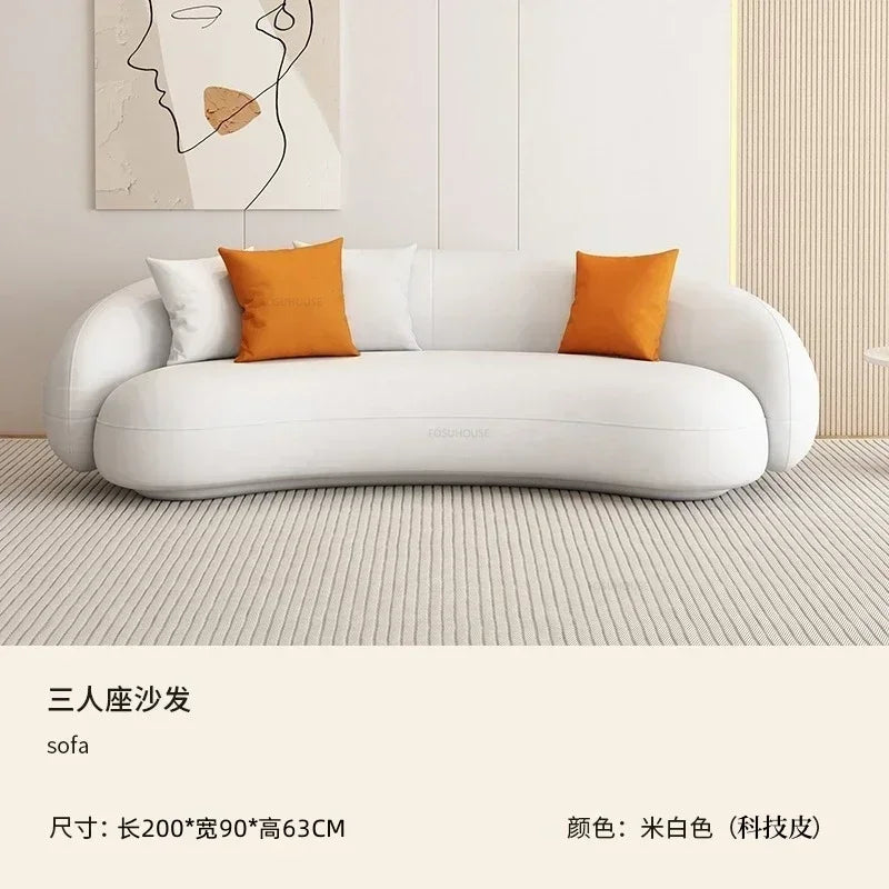 Curved Living Room Sofas Designer Beauty Salon Sofa Clothing Store Rest Area Reception Sofa Cream Style Living Room...