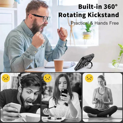 Case For iPhone 16 15 14 13 12 11 Pro Max XS XR 8 7 Plus Magnetic Rotated Ring Kickstand Heavy Duty Drop Protection Wallet Cover - Kimlud