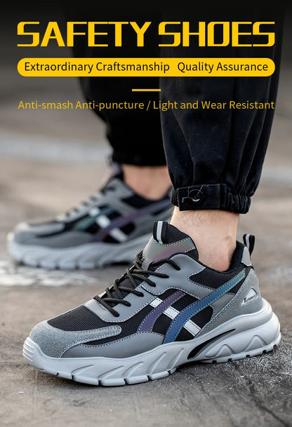 Man Safety Shoes Puncture-Proof Work Sneakers Lightweight Work Shoes Men Steel Toe Shoes Safety Boots Indestructible Shoes