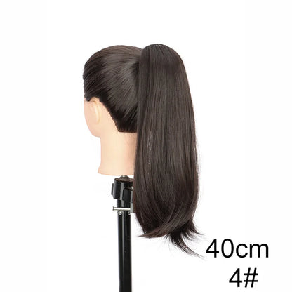 Synthetic 40cm/50cm Claw Clip Micro Curly in Ponytail Extension Long Straight Curly Black Brown Ponytail Hairpiece for...