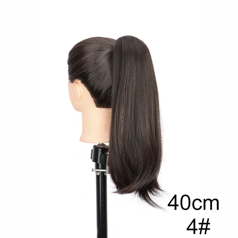 Synthetic 40cm/50cm Claw Clip Micro Curly in Ponytail Extension Long Straight Curly Black Brown Ponytail Hairpiece for...