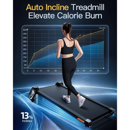 6 in 1 Under Desk Treadmill with Auto Incline for Home Office Use 6Level Adjustable Incline Portable Walking Pad Treadmill with - Kimlud