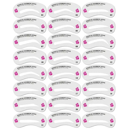 24 Styles Eyebrow Shaping Stencils - Grooming Kit for Women - Perfect for Beauty Modeling and Makeup Application
