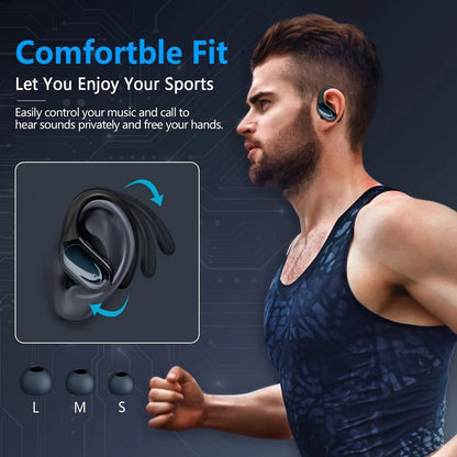 Bluetooth 5.3 Earphones True Wireless Headphones with Mic Button Control Noise Reduction Earhooks Waterproof Headset for...