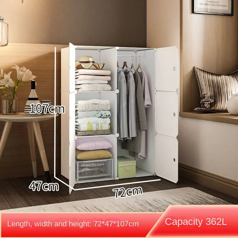 New Style Collapsible Bedroom Furniture Assemble Wardrobe Plastic Durable Clothes Cabinets Simplicity Large Space Storage Locker - Kimlud