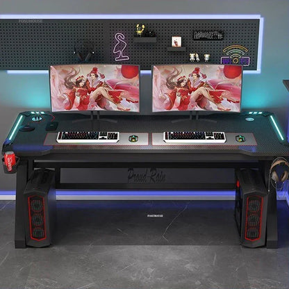 Light Luxury Gaming Table Carbon Fiber Computer Desks and Chair Set European Office Furniture Home Iron Bedroom Writing Table GL