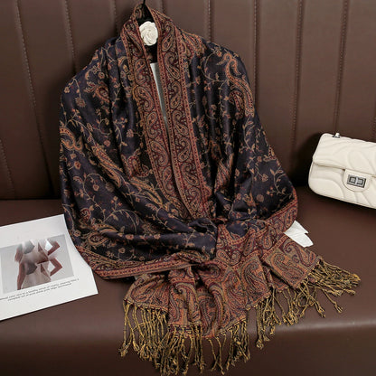 Luxury Brand Autumn Cashmere Pashmina Shawl Lady Wrap Warm Winter Scarves Design Print Female Foulard Cotton Stoles...