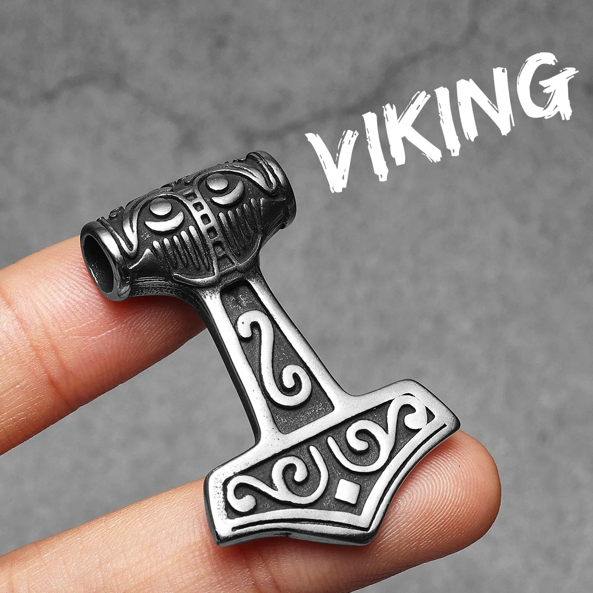 Viking Thor's Hammer Amulets Men Necklaces With Pendant Stainless Steel Jewelry For Male Women Punk Hip Hop Accessories Gifts