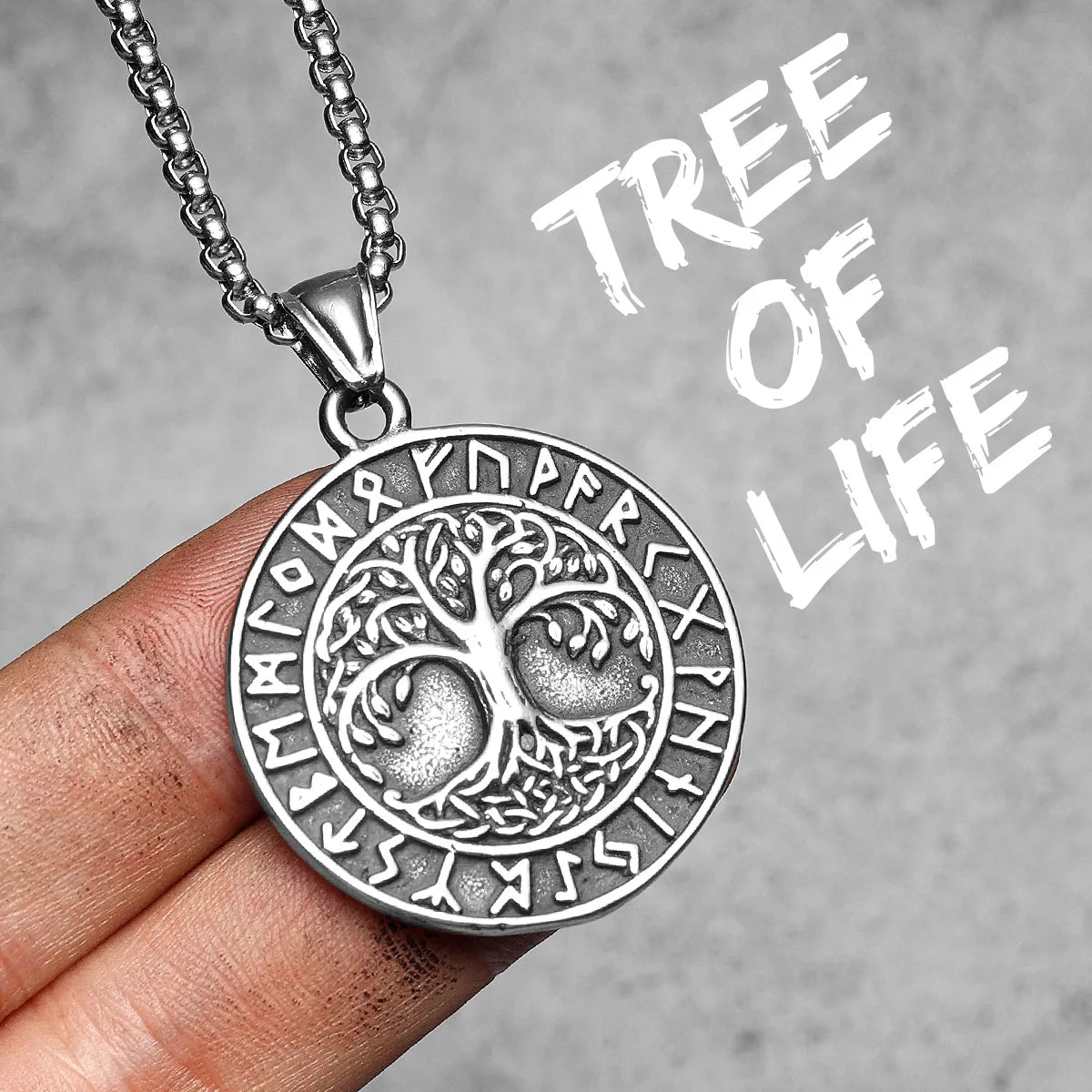 Tree Of Life Men Necklaces Pendant Stainless Steel Jewelry For Viking Symbol Male Women Punk Hip Hop Accessories Gifts Wholesale