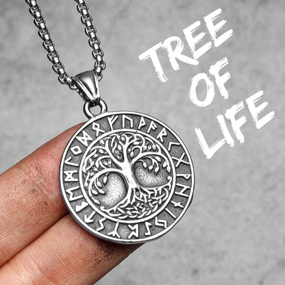 Tree Of Life Men Necklaces Pendant Stainless Steel Jewelry For Viking Symbol Male Women Punk Hip Hop Accessories Gifts Wholesale