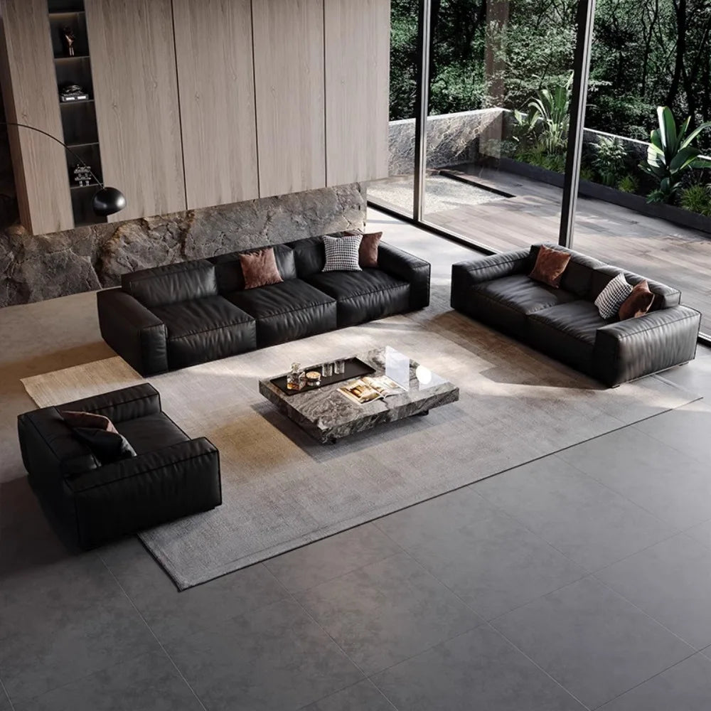 Family Italian Living Room Sofas Genuine Leather Sectional Apartment Relaxing Sofa Elegant Comfortable Muebles Home...