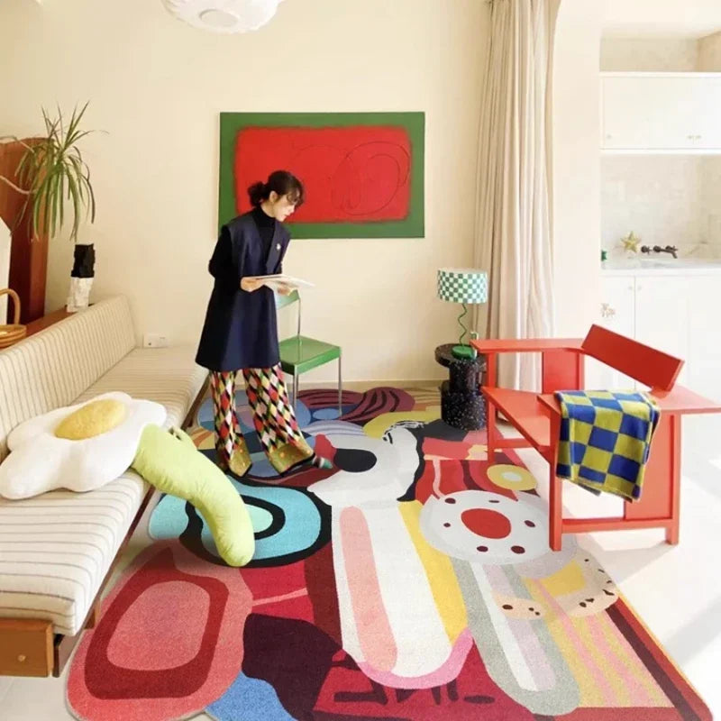 Modern Fashion Living Room Carpet Colored Abstract Decoration Fluffy Soft Rug Home Bedroom Bedside Non-slip Floor Mat Ковер 양탄자 - Kimlud